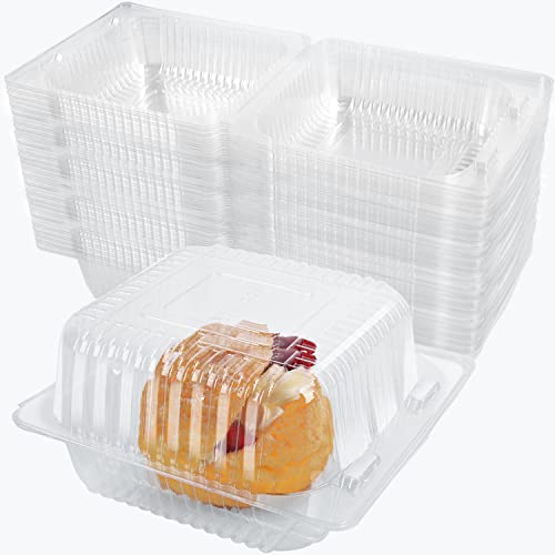 AQSXO 200 Stück transparente Kunststoff-Behälter zum Herausnehmen, Einweg-Klappschalen-Dessertbehälter mit Deckel, für Salate, Nudeln, Sandwiches (12,7 x 11,9 x 7,1 cm). von AQSXO