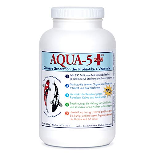 AQUA-5 PLUS+ die ganz Neue Generation der Milchsäurebakterien + Probiotika + Vitamine Koi Teich Bakterien 336 g bis 672 g (336 g (12 oz.) Medi) von AQUA-5 PLUS+