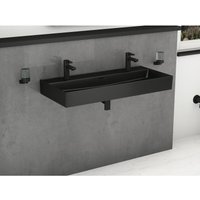 Loft Air Keramik Doppelwaschtisch 100cm Möbel-Waschtisch schwarz matt - Aqua Bagno von AQUA BAGNO