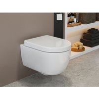 Aqua Bagno - Spülrandlose Toilette Wand-WC inkl.abnehmbaren WC-Sitz mit Softclose-Absenkautomatik kurz von AQUA BAGNO