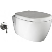 Aqua Bagno - Taharet wc inkl. Softclose WC-Sitz Dusch-WC Hänge-WC Toilette mit Bidet-Funktion Tiefspülklosett Keramik Spülrandlos 510 x 363 mm von AQUA BAGNO