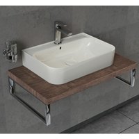 Waschbecken 70cm Keramik Waschtisch Aufsatzwaschbecken Handwaschbecken weiß von AQUA BAGNO