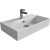 Waschbecken Hängewaschbecken Aufsatzwaschbecken Waschtisch aus Keramik eckig 70 x 42 cm Weiß - Aqua Bagno von AQUA BAGNO