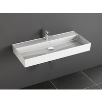Aqua Bagno - Waschbecken modernes Loft Air Design weißer Waschtisch aus Keramik hochwertiger Möbelwaschtisch für das Badezimmer, 1012x466x120 mm von AQUA BAGNO