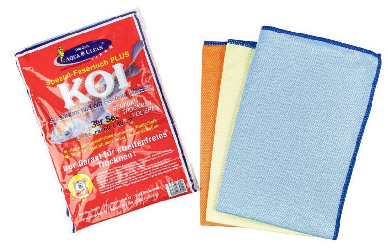 AQUA CLEAN Koi Spezial Fasertuch Plus 60cm x 40cm 3er Set Reinigungstücher (Mikrofaser) von AQUA CLEAN