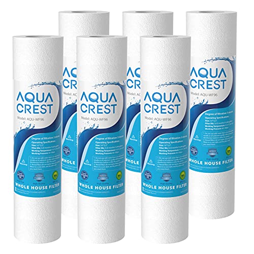 AQUACREST 5 Micron 10" x 2.5" Whole House Sediment Water Filter, Replacement for Any 10 inch RO Unit, Culligan P5, Aqua-Pure AP110, Dupont WFPFC5002, CFS110, RS14, WHKF-GD05, Pack of 6 von AQUA CREST