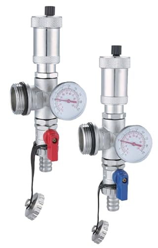 AQUA HEATING Entlüftungsventil und Ablasshahn mit Thermometer für Heizkreisverteiler Heizkörper-Entlüfter für Verteiler Rot und Blau AQUA HEATING Entlüftungsventil und Ablasshahn mit Thermometer für Heizkreisverteiler Heizkörper-Entlüfter für Verteiler Rot und Blau von AQUA HEATING