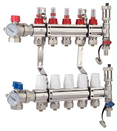AQUA HEATING Heizkreisverteiler Für Fußbodenheizung 5 Heizkreise 10 Bar Verteiler Set Winkelventil PEX Verbinder Messing Verchromt AQUA HEATING Heizkreisverteiler Für Fußbodenheizung 5 Heizkreise 10 Bar Verteiler Set Winkelventil PEX Verbinder Messing Verchromt von AQUA HEATING