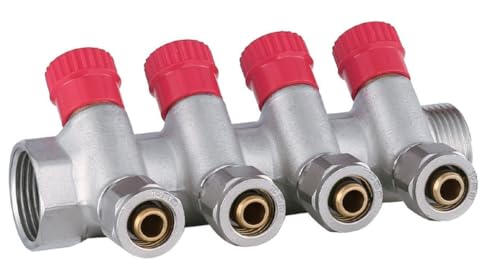 AQUA HEATING Warmwasserverteiler Wasserverteiler Warmwasser Trinkwasser Heizung Industrie Wasseranschluss-Verteiler 1 Zoll x 16 mm PEX 4 Kreise von AQUA HEATING