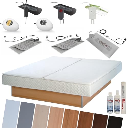 AQUA ROYAL Wasserbett KOMPLETT Bett Set Softside Mono Podest/Sockel 140x200 cm F6 – Wasserbetten Heizung von Calesco oder TBD Carbon Heater – Pflegeset und Befüllschlauch von AQUA ROYAL