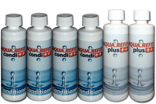 4x AQUA.REFIT condi 250 ml + 2x AQUA.REFIT plus 250 ml - Flüssigkonzentrat zur regelmäßigen und Intensiv-Behandlung von Wasserbetten - Conditioner 4x AQUA.REFIT condi 250 ml + 2x AQUA.REFIT plus 250 ml - Flüssigkonzentrat zur regelmäßigen und Intensiv-Behandlung von Wasserbetten - Conditioner von AQUA.REFIT plus