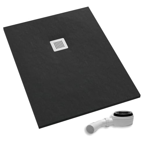 AQUABAD Duschwanne/Duschtasse Palast mit LeakProtect Technologie Black Stone 90x120cm Rechteck - Blende: polierter Stahl | inkl. Ablaufgarnitur/Siphon AQUABAD Duschwanne/Duschtasse Palast mit LeakProtect Technologie Black Stone 90x120cm Rechteck - Blende: polierter Stahl | inkl. Ablaufgarnitur/Siphon von AQUABAD