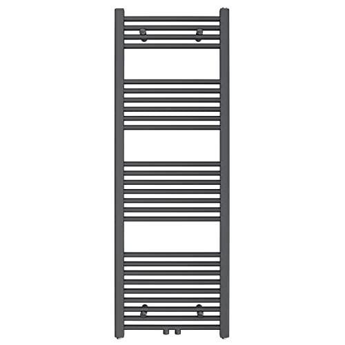 Aquabad Badheizkörper Virgo | Grösse: 50 x 140 cm | Heizleistung 468 Watt | Farbe: Anthrazit | Mittelanschluss 50mm | Handtuchhalter, Handtuchwärmer von AQUABAD