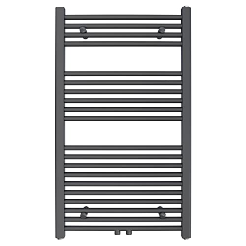 Aquabad Badheizkörper Virgo | Grösse: 60 x 100 cm | Heizleistung 413 Watt | Farbe: Anthrazit | Mittelanschluss 50mm | Handtuchhalter, Handtuchwärmer von AQUABAD