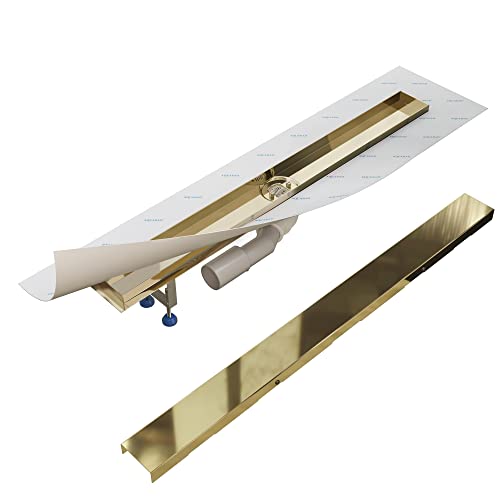 Aquabad PVD beschichtete Edelstahl Duschrinne in Gold 80 cm, inkl. Domoplex Siphon und Blende, Abgang waagerecht Mitte Aquabad PVD beschichtete Edelstahl Duschrinne in Gold 80 cm, inkl. Domoplex Siphon und Blende, Abgang waagerecht Mitte von AQUABAD