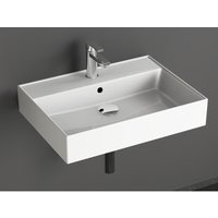 Waschbecken 60 im modernen Loft Air Design Eckig Wand-Waschbecken Möbelwaschtisch Waschtisch aus Keramik Weiß 605 x 465 x 130 mm - Aqua Bagno von AQUA BAGNO