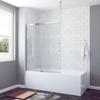 110 x 150 cm Duschtrennwand für Badewanne mit Schiebetür aus Einscheiben Sicherheitsglas Echtglas 6 mm mit Nano Beschichtung Badewannenaufsatz 110 x 150 cm Duschtrennwand für Badewanne mit Schiebetür aus Einscheiben Sicherheitsglas Echtglas 6 mm mit Nano Beschichtung Badewannenaufsatz von AQUABATOS