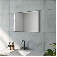 70x50 cm Wandspiegel Modern Badspiegel Rechteckiger Spiegel Mattschwarzer Aluminiumrahmen horizontaler vertikaler Einbau Geeignet für Badezimmer, von AQUABATOS