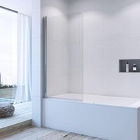 80 x 140 cm Badewannenaufsatz Duschtrennwand Duschabtrennung Drehtür Duschtür für Badewanne aus 5 mm ESG Einscheiben Sicherheitsglas mit Nano von AQUABATOS