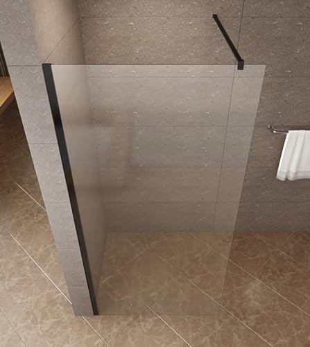 AQUABATOS® 100x200cm Walk In Dusche 10mm schwarz matt Duschwand Glas Duschabtrennung Duschtrennwand Glastrennwand Glaswand mit NANO Beschichtung von AQUABATOS
