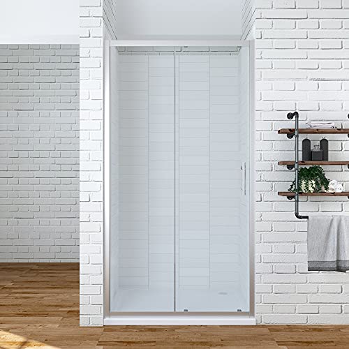 AQUABATOS® 130 x 185 cm Duschtür Nische Schiebetür Dusche Duschschiebetür Nischentür Duschabtrennung Nischenschiebetür Duschkabine Duschschiebetür Duschwand Glas 5 + 6 mm ESG Sicherheitsglas von AQUABATOS