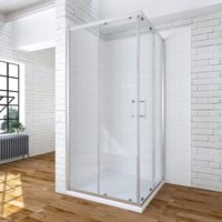 AQUABATOS® 76x76 x 185 cm Duschkabine Eckeinstieg Eckdusche Duschabtrennung mit Schiebetüren 6mm ESG Sicherheitsglas Einfaches Rollen von AQUABATOS