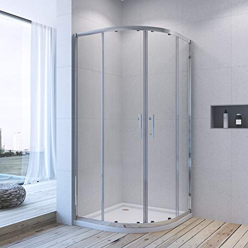 AQUABATOS® 80 x 80 cm Duschkabine Viertelkreis Schiebetür Duschabtrennung Runddusche Duschtrennwand Höhe 185 cm von AQUABATOS