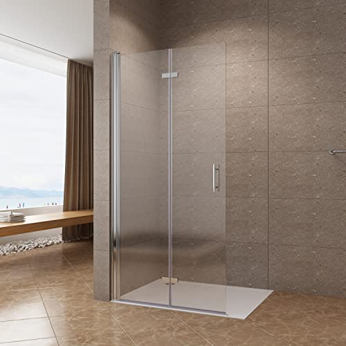 AQUABATOS® 85 x 195 cm Duschabtrennung Faltbar Walk-IN Klappbare Duschwand Glas Duschtrennwand Pendeltür Duschtür aus 6 mm ESG Glas mit Nano Beschichtung von AQUABATOS