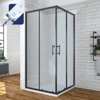 90x90 x 195 cm Duschkabine Eckeinstieg Schwarz Rahmen Eckdusche Duschabtrennung mit Schiebetüren 6mm esg Sicherheitsglas Nano Beschichtung Einfaches von AQUABATOS