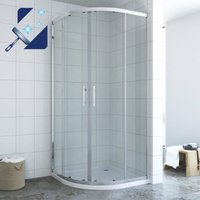 AQUABATOS® BORAS-Serie Duschkabine 80x80 cm Viertelkreis mit Schiebetüren Matt Silber Rahmen 6mm Echtglas mit Nano Beschichtung Höhe 195cm von AQUABATOS