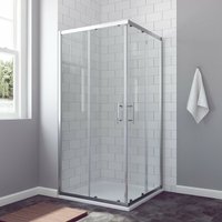 AQUABATOS® BOURGES-Serie Duschkabine Eckeinstieg 100x80cm mit Schiebetüren 6mm Echtglas Höhe 185 cm von AQUABATOS