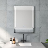 AQUABATOS® Badspiegel mit Beleuchtung und Ablage 60x80 cm Aluminiumrahmen in Schwarz matt Badezimmerspiegel Dimmbare Touch Kaltweiß 6400K von AQUABATOS