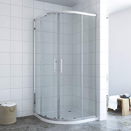 AQUABATOS® Duschkabine 90x90 x 185 cm Viertelkreis mit Einfaches Rollen Befestigungssystem Schiebetüren Runddusche Duschwand Glas Rund Dusche Schiebetür halbrund aus 6mm ESG Sicherheitsglas von AQUABATOS