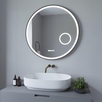 AQUABATOS® LED Badspiegel mit Beleuchtung Badezimmerspiegel Beleuchtet Kaltweiß Licht 6400K Dimmbar Schminkspiegel Uhr Beschlagfrei Antibeschlag von AQUABATOS