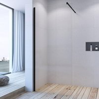 AQUABATOS® Walk in Dusche, Duschwand Glas, Faltbar Duschabtrennung 10 mm ESG-Sicherheitsglas mit Nanobeschichtung 80 x200 cm, Matt-schwarz von AQUABATOS