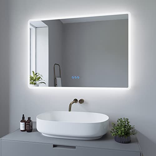 AQUABATOS 100x70 cm Badspiegel mit Beleuchtung Badezimmerspiegel Lichtspiegel LED Wandspiegel Energiesparend. Touch-Schalter Dimmbar + Kaltweiß 6400K + Warmweiß 3000K + Spiegelheizung + IP44 + CE AQUABATOS 100x70 cm Badspiegel mit Beleuchtung Badezimmerspiegel Lichtspiegel LED Wandspiegel Energiesparend. Touch-Schalter Dimmbar + Kaltweiß 6400K + Warmweiß 3000K + Spiegelheizung + IP44 + CE von AQUABATOS