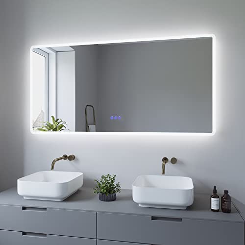 AQUABATOS 140x70cm Badspiegel mit Beleuchtung Badezimmerspiegel LED Lichtspiegel Wandspiegel Energiesparend. Touch-Schalter Dimmbar, Kaltweiß 6400K, Warmweiß 3000K, Spiegelheizung, IP44, CE AQUABATOS 140x70cm Badspiegel mit Beleuchtung Badezimmerspiegel LED Lichtspiegel Wandspiegel Energiesparend. Touch-Schalter Dimmbar, Kaltweiß 6400K, Warmweiß 3000K, Spiegelheizung, IP44, CE von AQUABATOS