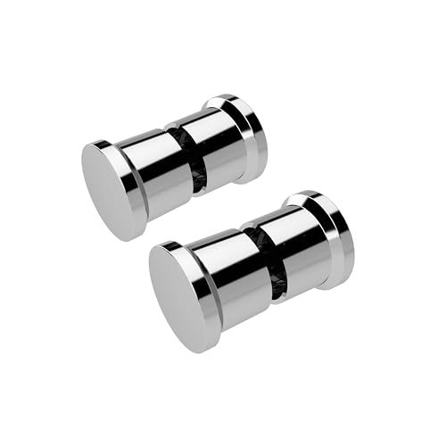 AQUABATOS 2 Stück Duschtürgriff, Türgriffe, Türknauf für Badezimmer, Küche, Zuhause, Büro, Hotel, zylindrische Form, Chrom-Optik，geeignet für Glaslöcher von 10–15 mm von AQUABATOS