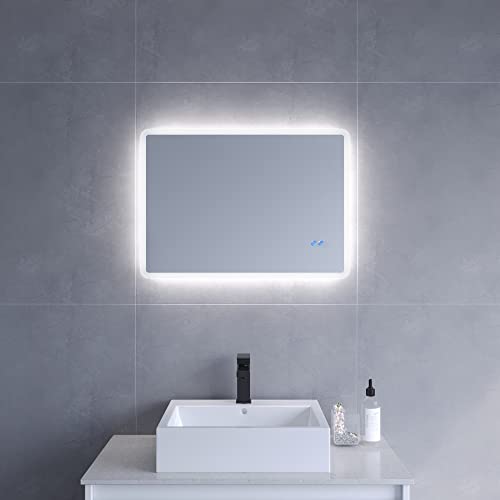 AQUABATOS 70x50 cm Antibeschlag Badspiegel mit LED Beleuchtung hell Badezimmerspiegel Dimmbar Touch Schalter Lichtspiegel Wandspiegel Kaltweiß Spiegelheizung Beschlagfrei gäste wc AQUABATOS 70x50 cm Antibeschlag Badspiegel mit LED Beleuchtung hell Badezimmerspiegel Dimmbar Touch Schalter Lichtspiegel Wandspiegel Kaltweiß Spiegelheizung Beschlagfrei gäste wc von AQUABATOS