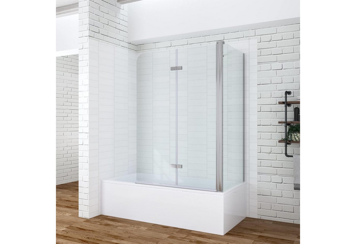 AQUABATOS Badewannenaufsatz Badewannenaufsatz mit Seitenwand Badewannenfaltwand, Einscheiben- Sicherheitsglas (ESG) 5 mm von AQUABATOS