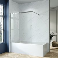 AQUABATOS Badewannenaufsatz mit Schiebetür, Duschtrennwand für Badewanne Duschwand Glas aus 6 mm Einscheiben Sicherheitsglas, Nano Beschichtung 110 x von AQUABATOS