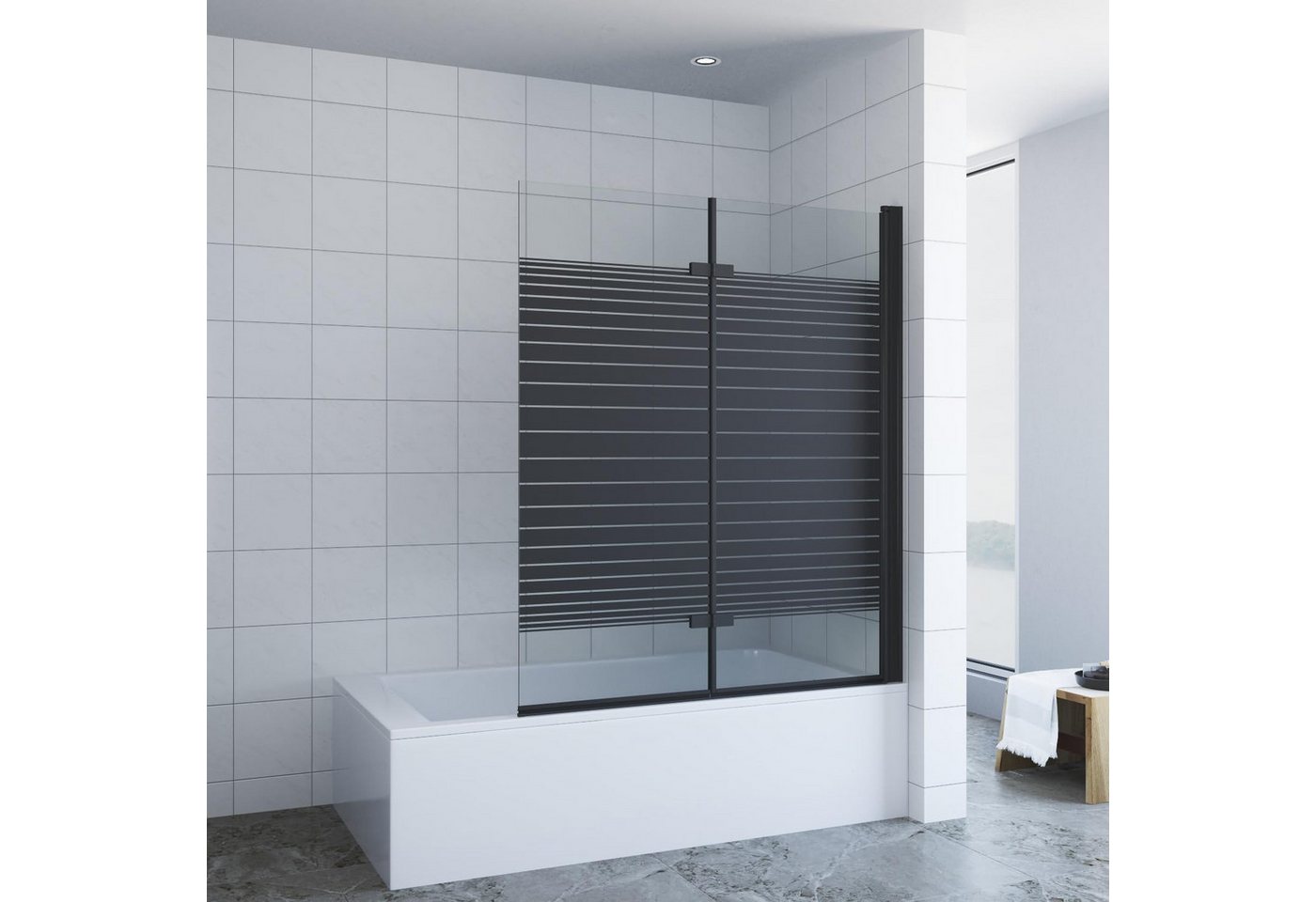 AQUABATOS Badewannenfaltwand Eck 2 teilig 120x140cm, 5 mm ESG mit Nano Beleuchtung, Badewannenaufsatz,Spritzschutzwand Faltwand Duschwand für Badewanne AQUABATOS Badewannenfaltwand Eck 2 teilig 120x140cm, 5 mm ESG mit Nano Beleuchtung, Badewannenaufsatz,Spritzschutzwand Faltwand Duschwand für Badewanne von AQUABATOS