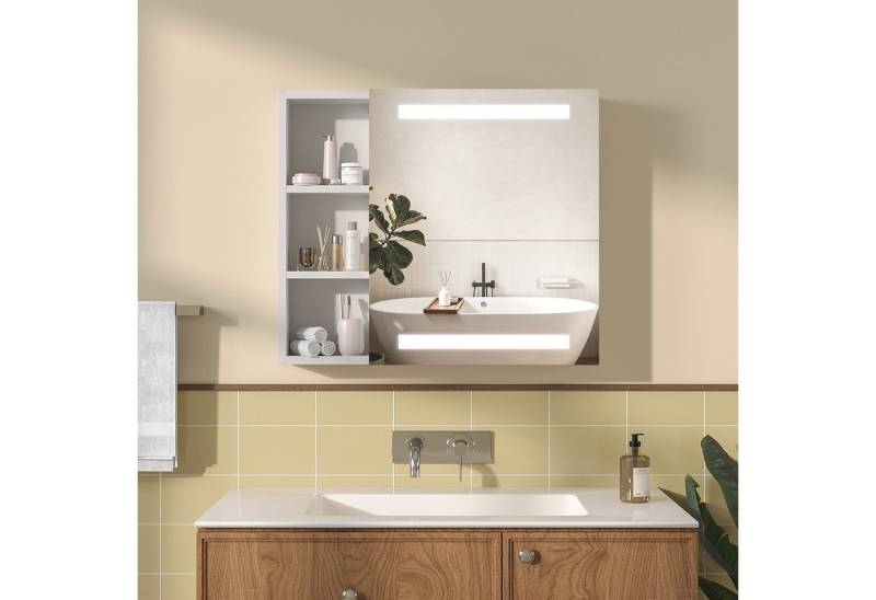 AQUABATOS Badezimmerspiegelschrank LED Spiegelschrank Bad mit Beleuchtung IR Sensor Badezimmerschrank Wandschrank Badezimmer 70x60cm, Anti-fog, Dimmbar, Steckdose, IP44 von AQUABATOS