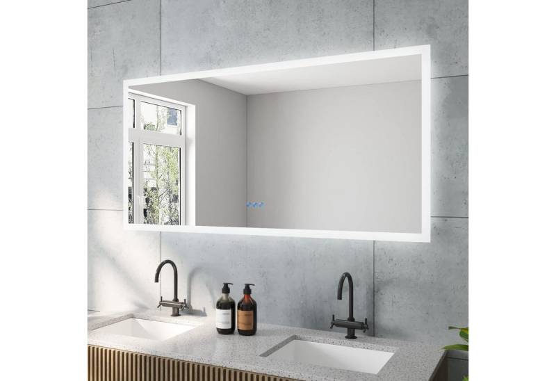 AQUABATOS Badspiegel Bad Spiegel Led 140x70 100x70 cm (Touch warmweiß Badspiegel mit Beleuchtung Wandspiegel Silber Badezimmerspiegel Led mit Licht Lichtspiegel Wandschalter Schminkspiegel Kosmetikspiegel Rasierspiegel 3 Lichtfarben, Kaltweiß 6400K, Neutralweiß 4500K, Warmweiß 3000K, Dimmbar), Touch Schalter, Energiesparend, beschlagfrei, IP44, Wandmontage von AQUABATOS