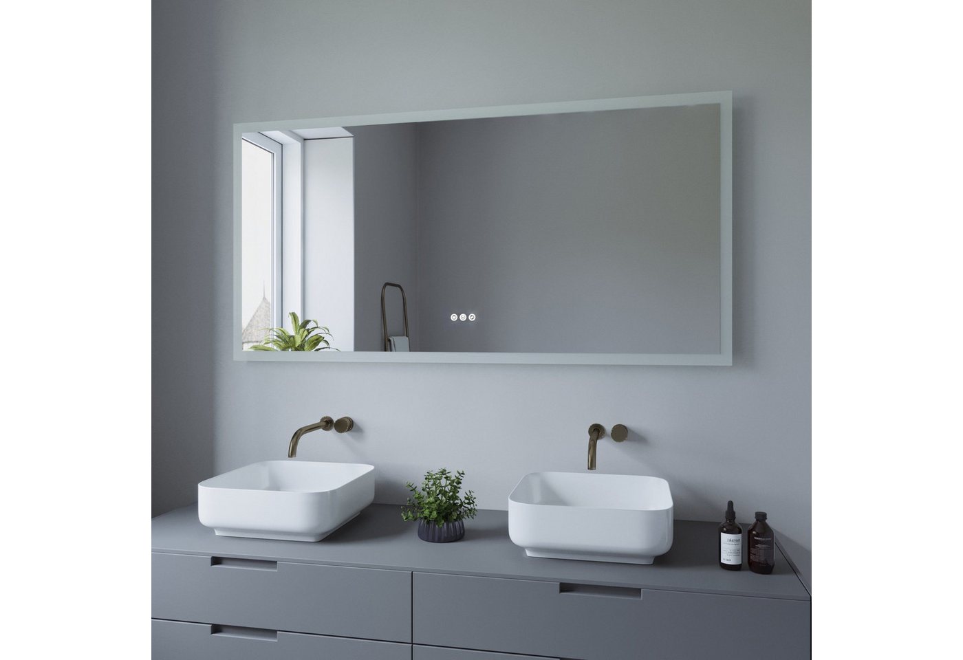 AQUABATOS Badspiegel Bad Spiegel mit LED Beleuchtung Badezimmerspiegel mit Licht (Badspiegel LED Lichtspiegel 140x70cm 100x70cm 2 Lichtfarben Touch Sensor, Wandschalter, Speicher, Dimmbar, Spiegelheizung), Kaltweiß, Warmweiß, Antibeschlag, Energiesparend, IP 44 AQUABATOS Badspiegel Bad Spiegel mit LED Beleuchtung Badezimmerspiegel mit Licht (Badspiegel LED Lichtspiegel 140x70cm 100x70cm 2 Lichtfarben Touch Sensor, Wandschalter, Speicher, Dimmbar, Spiegelheizung), Kaltweiß, Warmweiß, Antibeschlag, Energiesparend, IP 44 von AQUABATOS