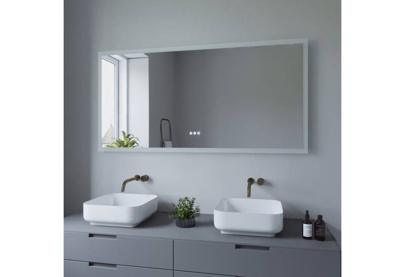 AQUABATOS Badspiegel Bad Spiegel mit LED Beleuchtung Badezimmerspiegel mit Licht (Badspiegel LED Lichtspiegel 140x70cm 100x70cm 2 Lichtfarben Touch Sensor, Wandschalter, Speicher, Dimmbar, Spiegelheizung), Kaltweiß, Warmweiß, Antibeschlag, Energiesparend, IP 44 von AQUABATOS