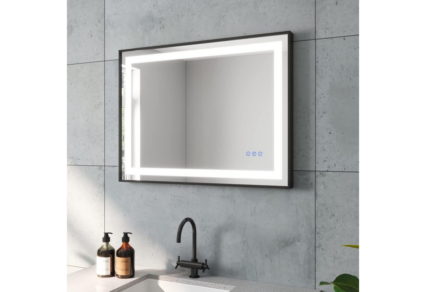 AQUABATOS Badspiegel LED Lichtspiegel Badezimmerspiegel mit Beleuchtung Bad Spiegel, 80x60 cm 3 Lichtfarbe Touch Beschlagfrei Dimmbar Slimline Design AQUABATOS Badspiegel LED Lichtspiegel Badezimmerspiegel mit Beleuchtung Bad Spiegel, 80x60 cm 3 Lichtfarbe Touch Beschlagfrei Dimmbar Slimline Design von AQUABATOS