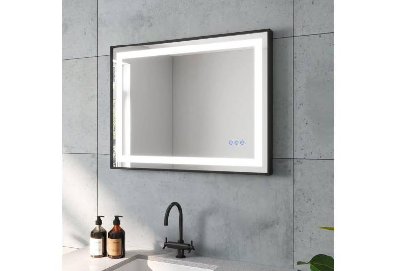 AQUABATOS Badspiegel LED Lichtspiegel Badezimmerspiegel mit Beleuchtung Bad Spiegel, 80x60 cm 3 Lichtfarbe Touch Beschlagfrei Dimmbar Slimline Design von AQUABATOS