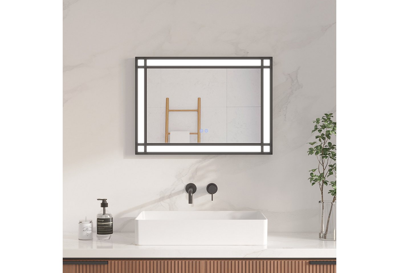 AQUABATOS Badspiegel Led Bad Spiegel mit Beleuchtung Wandspiegel 70x50cm LED-Lichtspiegel, Badezimmerspiegel beleuchtet,Touch,Dimmbar,Beschlagfrei,IP44,Kaltweiß AQUABATOS Badspiegel Led Bad Spiegel mit Beleuchtung Wandspiegel 70x50cm LED-Lichtspiegel, Badezimmerspiegel beleuchtet,Touch,Dimmbar,Beschlagfrei,IP44,Kaltweiß von AQUABATOS