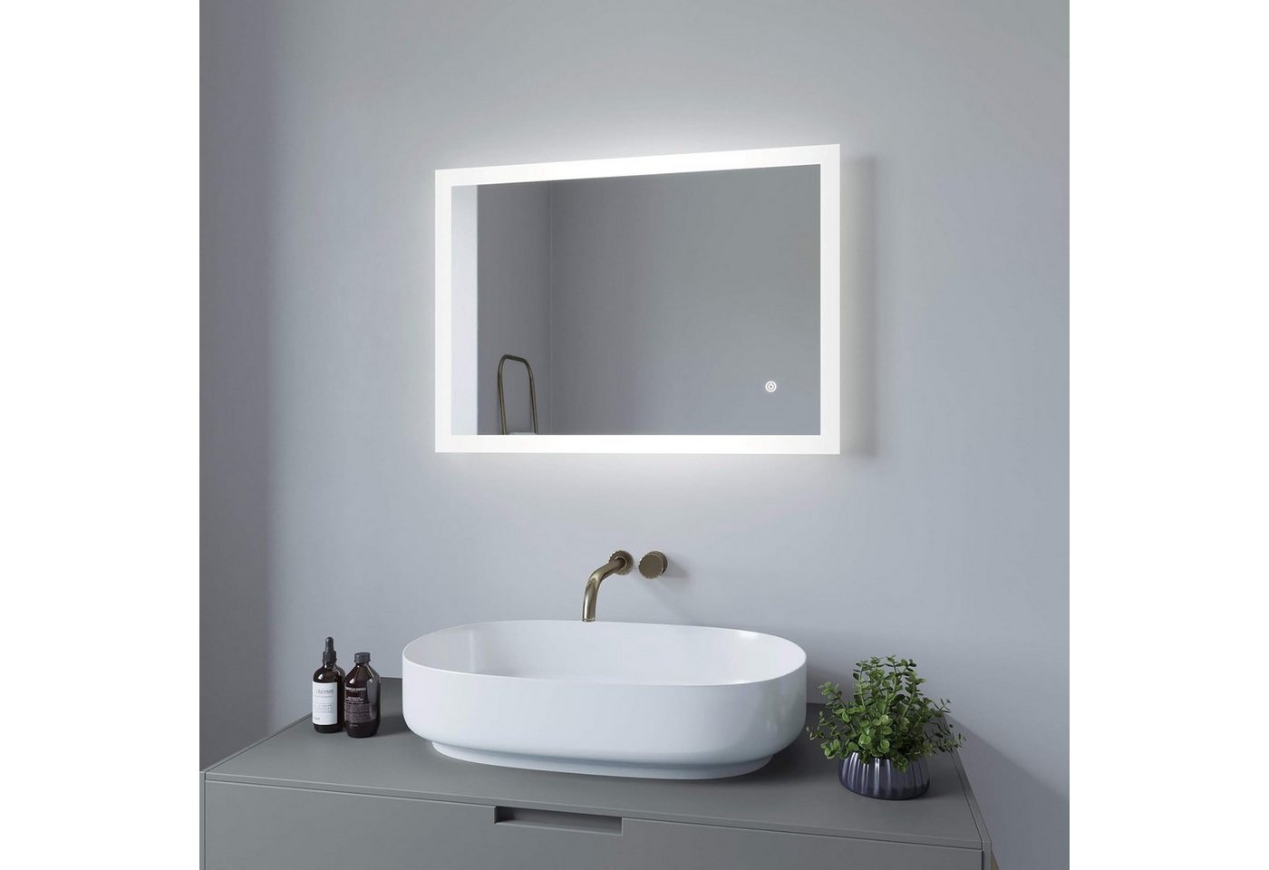 AQUABATOS Badspiegel Lichtspiegel Badezimmerspiegel mit Licht LED Spiegel 50x70 80x60 cm, Touch Schalter Dimmbar Memory-Funktion Badspiegel mit Beleuchtung von AQUABATOS